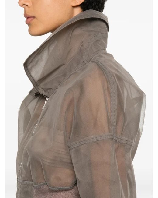 Rick Owens Gray Veste Crop À Fini Transparent