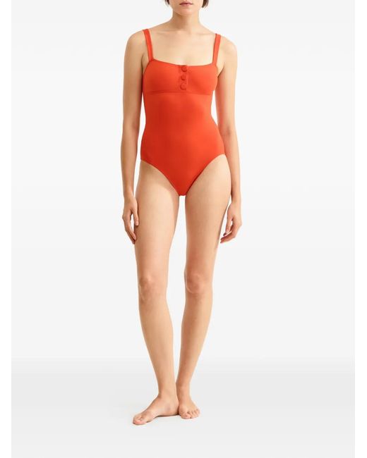 Eres Red Dahabiya Button-Detail Swimsuit