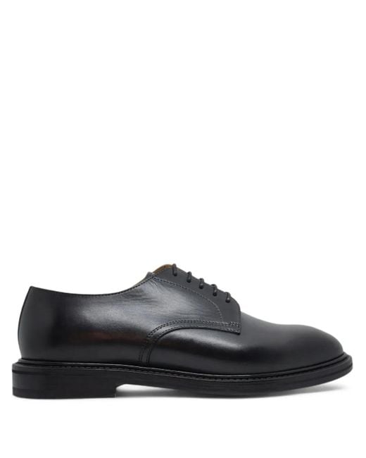 Henderson Black Leather Derby Lace-Up Shoes for men