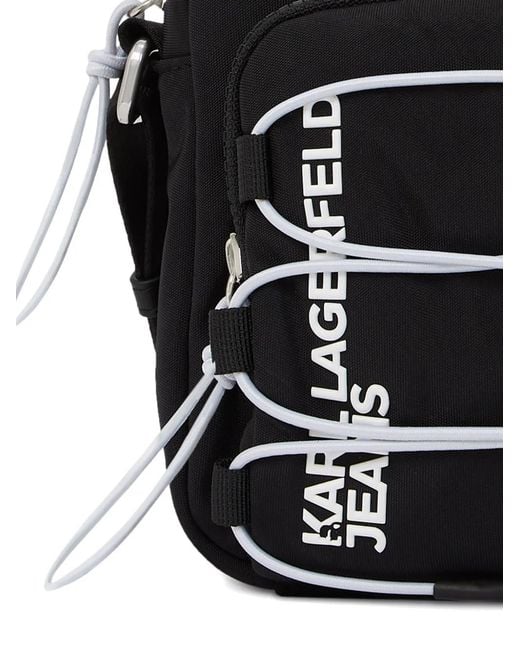 Karl Lagerfeld Black String Utility Reporter Menssager Bag for men