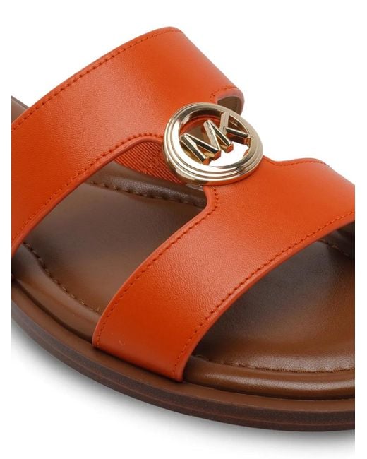 MICHAEL Michael Kors Brown Logo-Medallion Leather Sandals