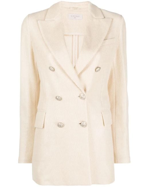 Circolo 1901 Natural Double-Breasted Textured Blazer