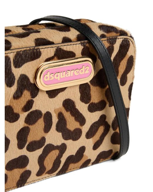 DSquared² Brown Logo-Plaque Leopard-Print Cross Body Bag