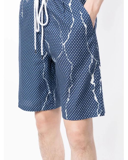 Destin Blue Polka-Dot Pattern Print Shorts for men
