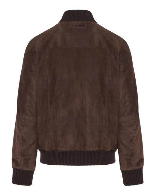 Paul & Shark Brown Suede Bomber Jacket for men