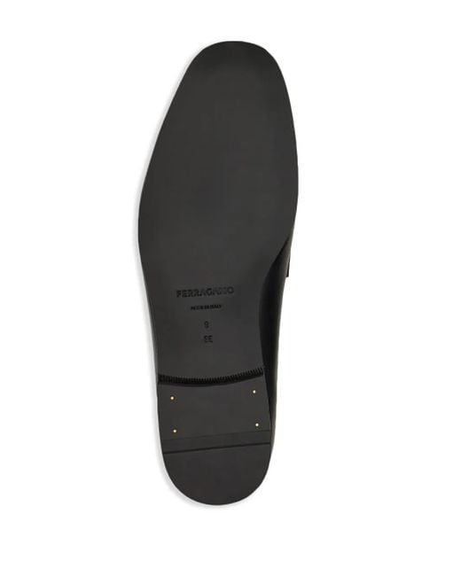 Ferragamo Black Gancini Leather Loafers for men