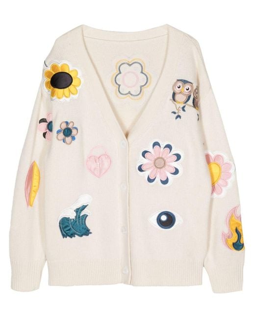 Cynthia Rowley Natural Playful Patchwork Cashmere-blend Cardigan