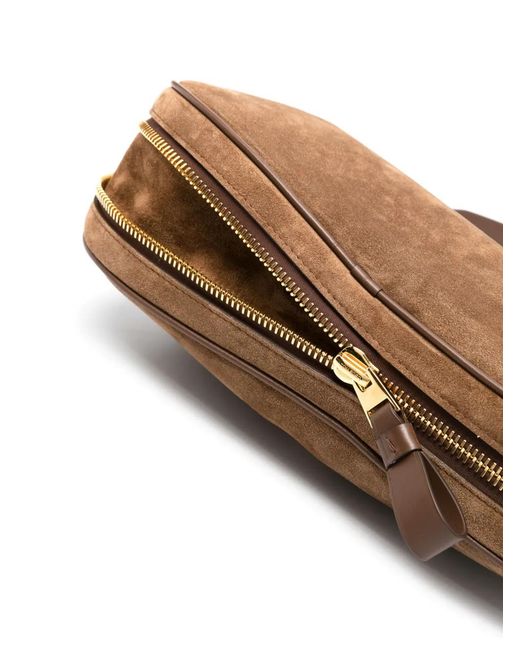 Tom Ford Brown Medium Monarch Suede Shoulder Bag