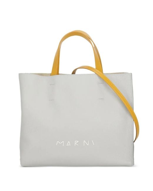 Marni Gray Museo Soft Colourblock Leather Tote Bag