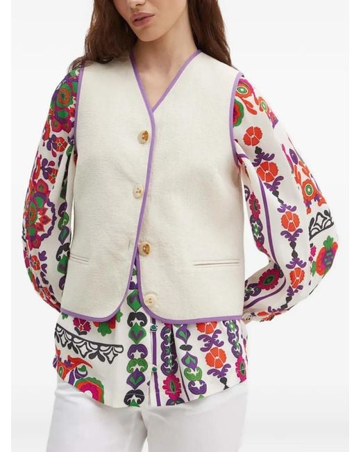 La Petite Francaise Natural Galaxie V-Neck Button Waistcoat