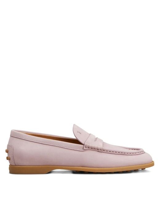 Tod's Pink Penny-Slot Leather Loafers