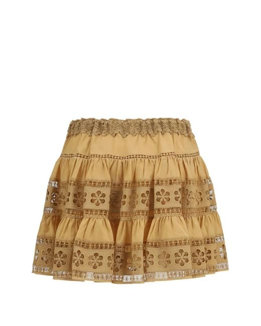 Charo Ruiz Natural Lea Broderie Anglaise Tiered Skirt