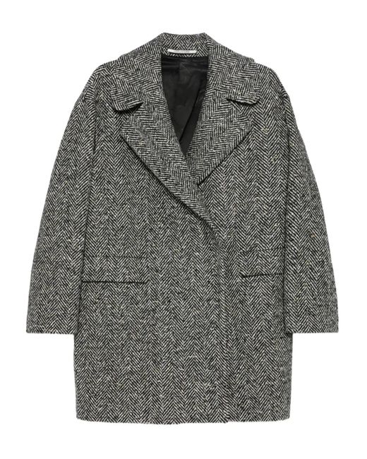 Tagliatore Gray Herringbone Double-Breasted Coat
