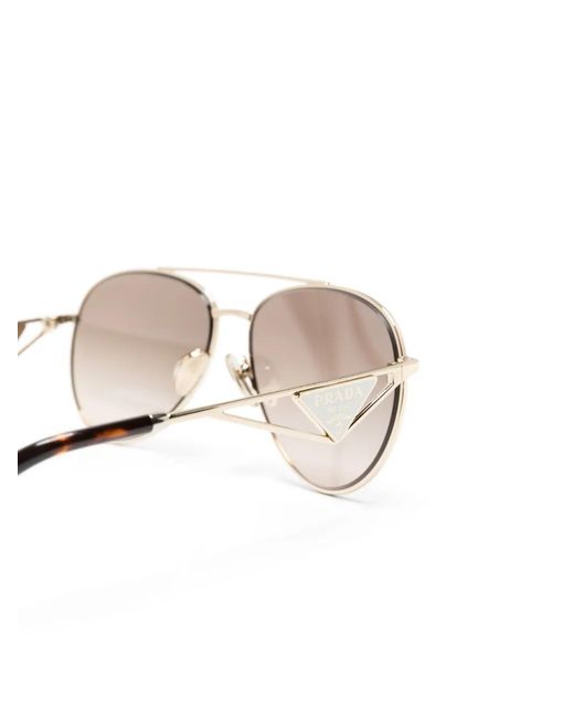 Prada Natural Enamel-Triangle Pilot-Frame Sunglasses
