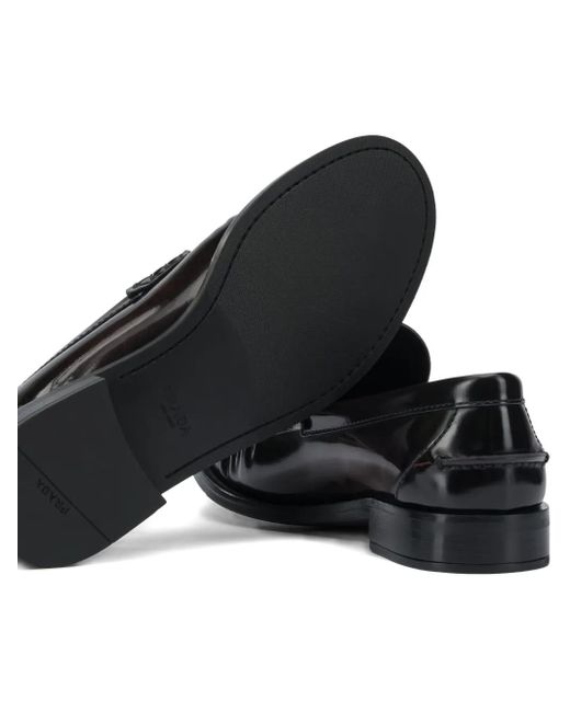 Prada Black Logo-Debossed Loafers