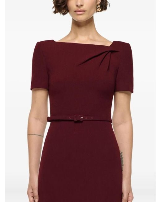 Roland Mouret Red Asymmetrical Twist Belted Wool Mini Dress