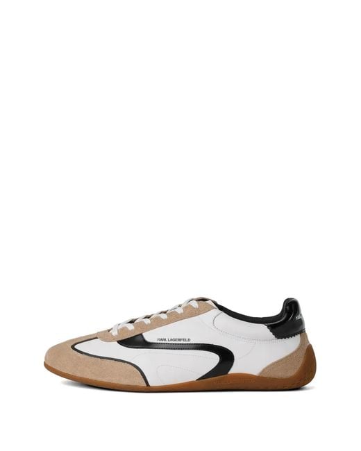 Karl Lagerfeld White Devon Panelled Leather Sneakers for men