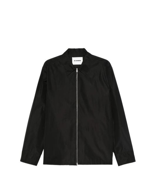 Jil Sander Black Zip-Up Shirt for men