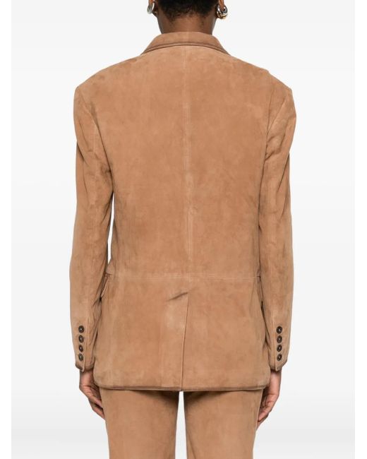 Arma Brown Suede Button-Detail Jacket