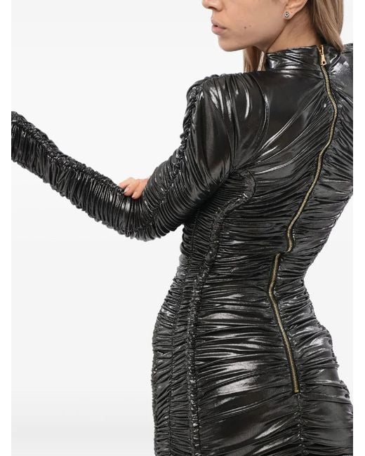 Balmain Black Draped Mini Dress
