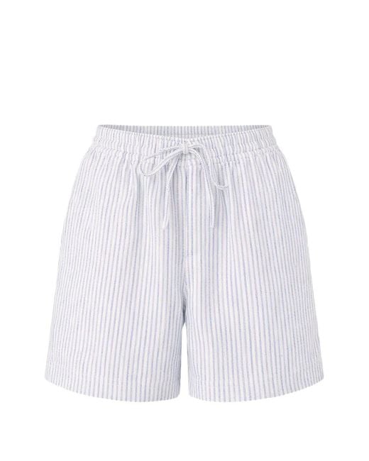 Officine Generale White Drawstring Striped Shorts
