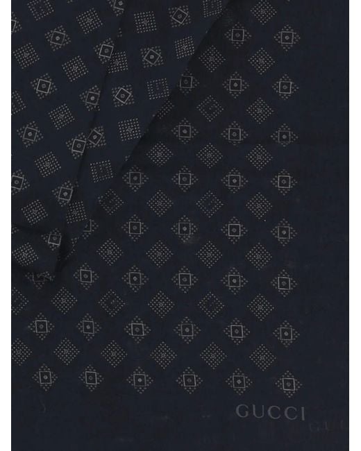 Gucci Blue Geometric-Print Scarf for men