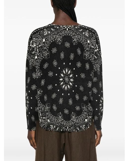 Kujten Black Bandana-Print Sweater