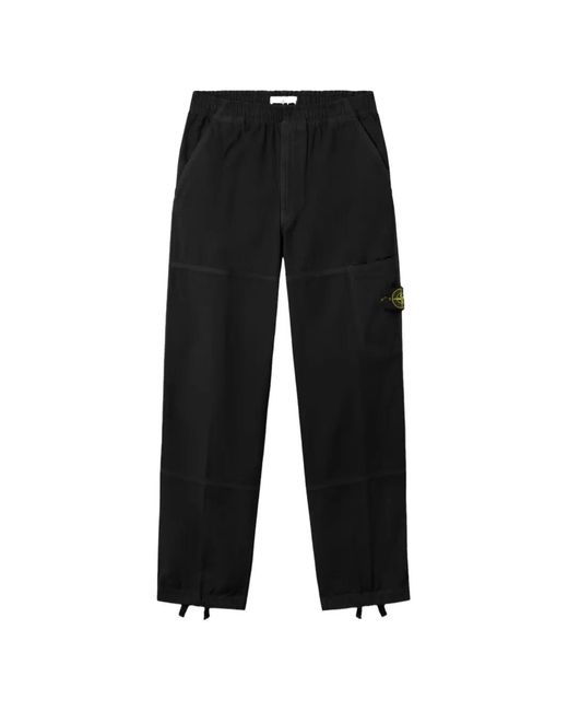 Stone Island Black 3100005 Logo-Patch Trousers for men