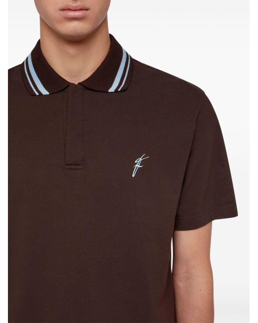 Ferragamo Brown Logo-embroidered Polo Shirt for men