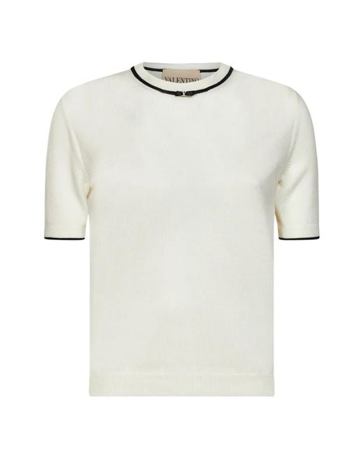 Valentino Garavani White Vlogo Bow-Detail Sweater