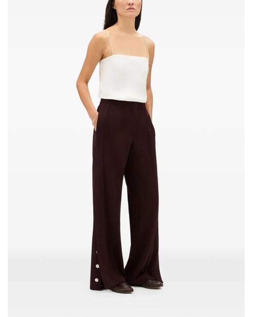 Another Tomorrow Purple Graphic-Stitch Trousers