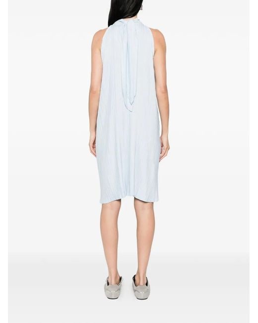 GONGDID DESIGN White Pleated Halterneck Dress