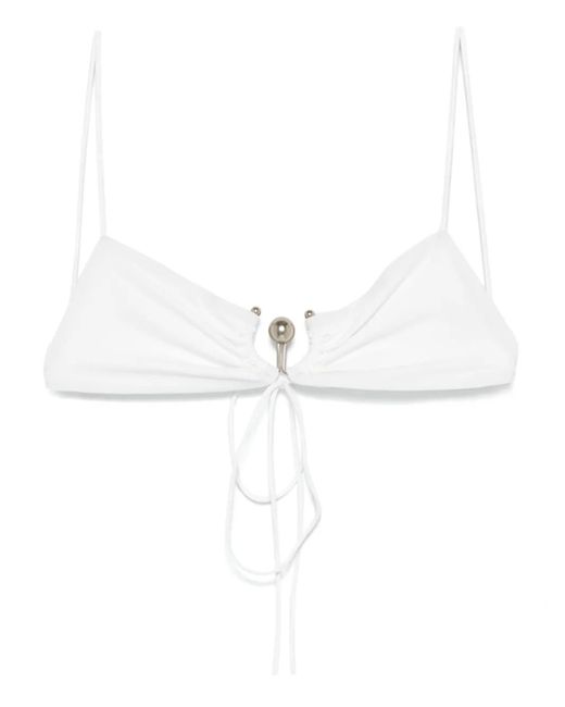 Christopher Esber White Gerafftes Orbit Bikinioberteil