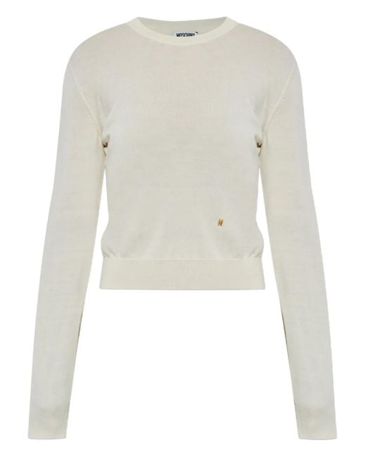 Moschino White Logo-Detail Wool Sweater