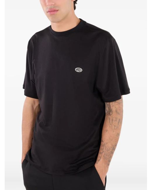 Roberto Cavalli Black Logo-Patch T-Shirt for men
