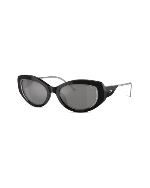 DIESEL Black Logo-plaque Cat-eye Sunglasses