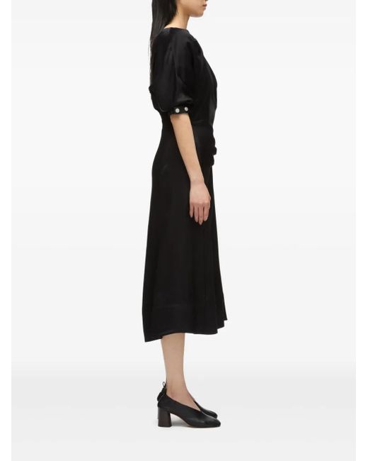 3.1 Phillip Lim Midi-Jurk Met Gesmockte Hals in het Black