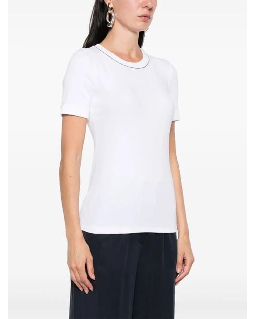 Peserico White Chain Link-Trim T-Shirt