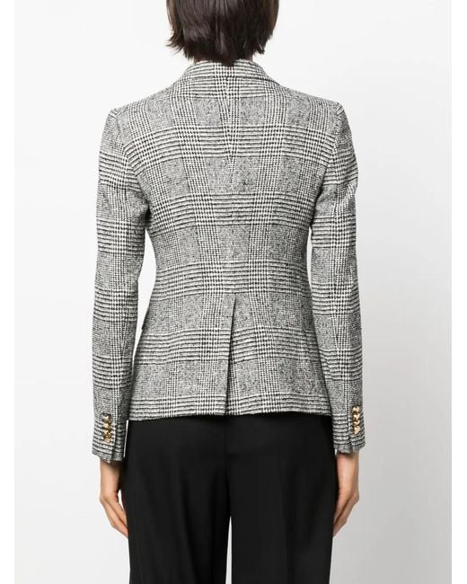 Tagliatore Gray Check-Print Double-Breasted Blazer