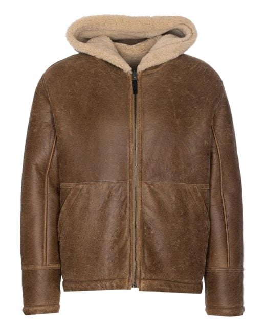 Yves Salomon Wendbare Lederjacke mit Kapuze in Natural für Herren