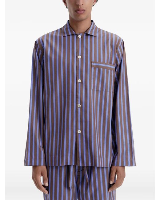 Tekla Purple Haut De Pyjama À Rayures