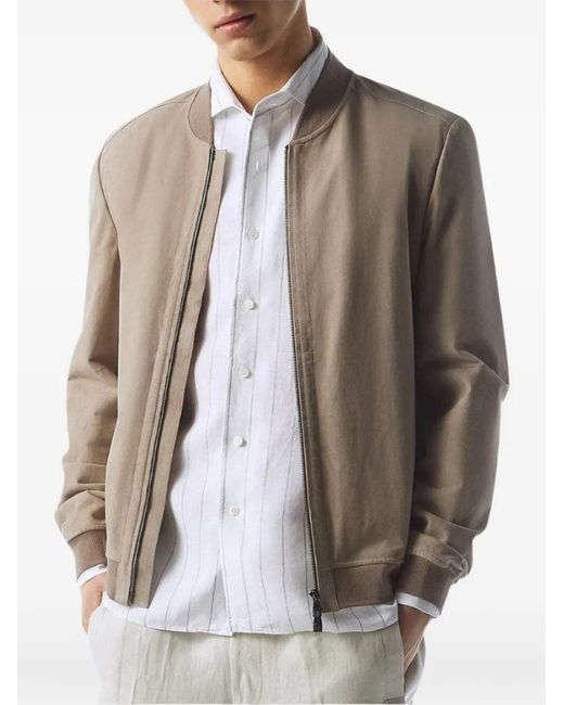 Corneliani Natural Suede Zip-Up Bomber Jacket for men