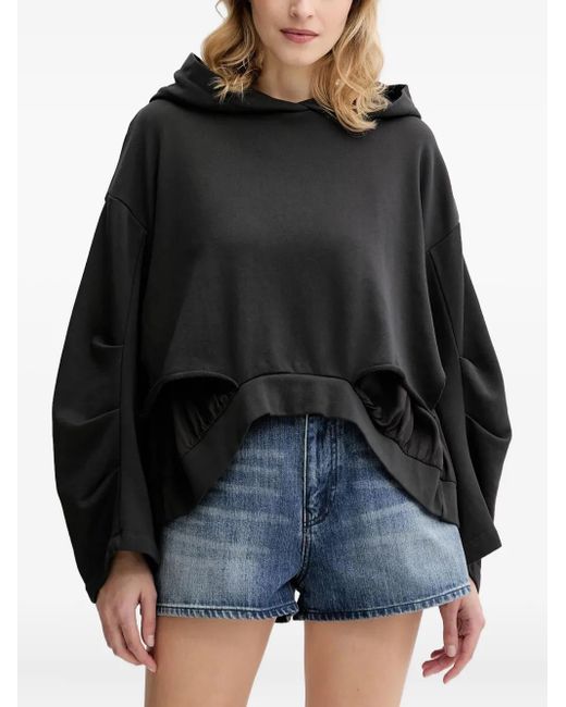 Pinko Top Met Capuchon En Uitgesneden Details in het Black