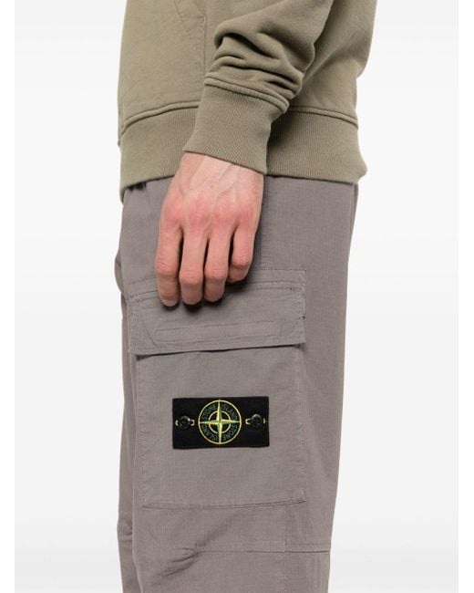 Stone Island Gray Compass-motif Cargo Pants for men