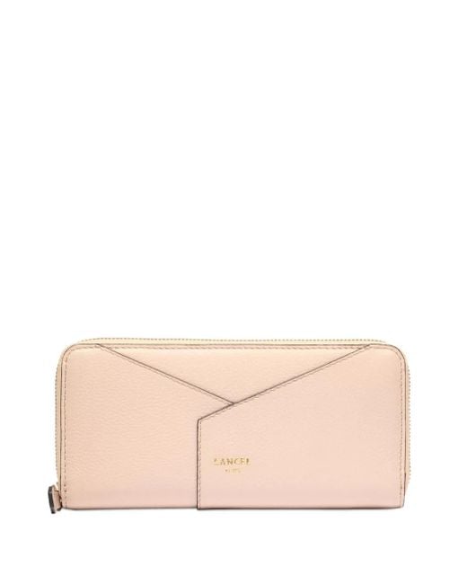 Lancel Enveloppe レザー ファスナー財布 Pink
