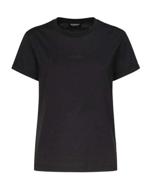Dondup Black Logo-Embroidered Crew-Neck T-Shirt