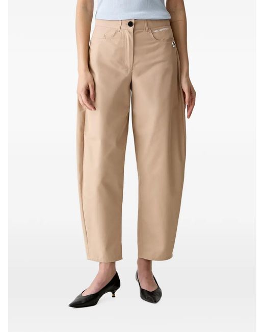 Karl Lagerfeld Natural Logo-Print Tapered Trousers
