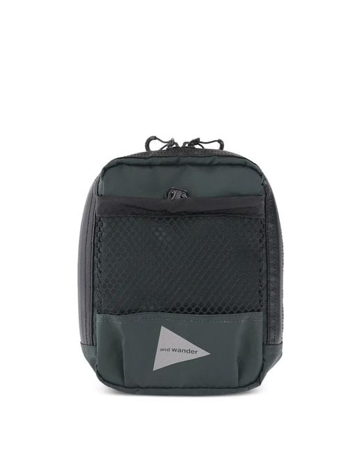 And Wander Black Mesh Shoulder Bag for men