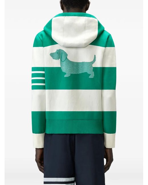 Thom Browne Green Hector 4-Bar Hoodie for men