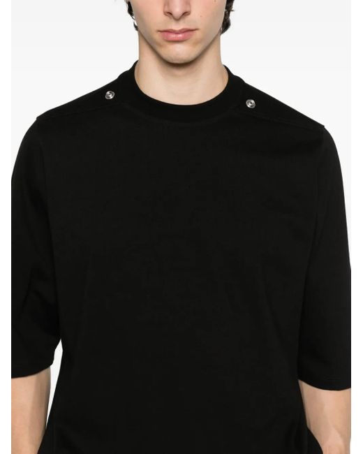 Rick Owens Black Stud-Detailed Organic Cotton T-Shirt for men